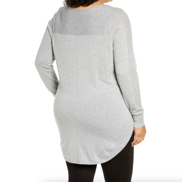 Caslon Shirttail Tunic Sweater In Grey Heather - Picture 4 of 8